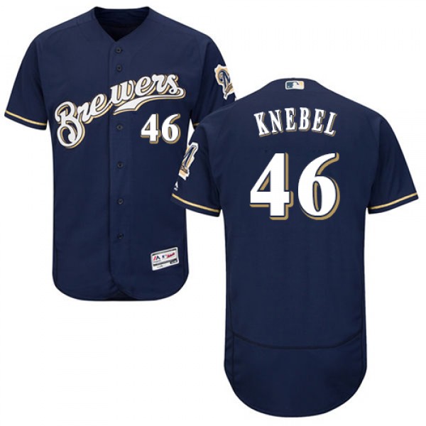 Milwaukee Brewers #46 Corey Knebel Navy Blue Flexb...