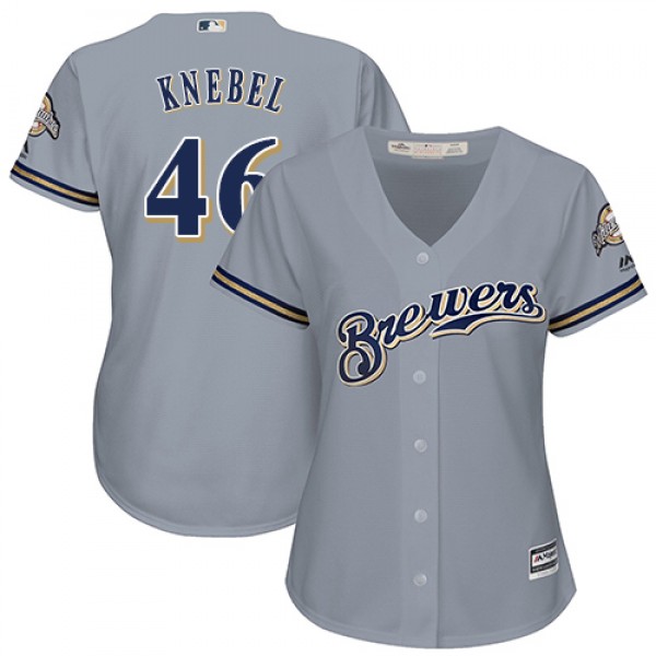 Milwaukee Brewers #46 Corey Knebel Grey Road Women...