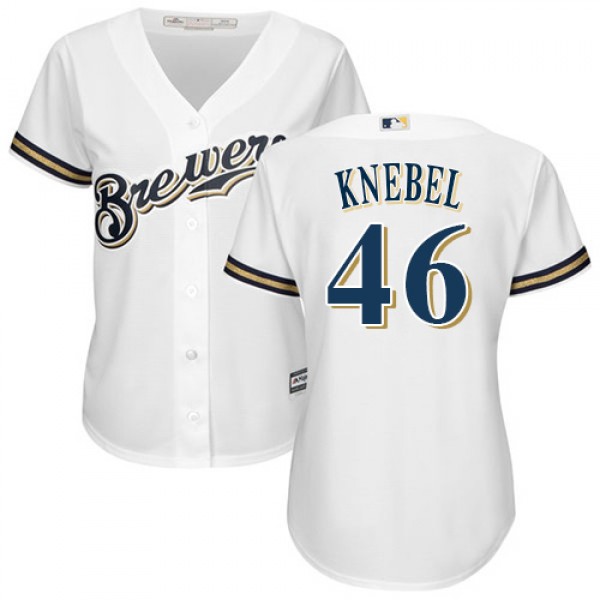 Milwaukee Brewers #46 Corey Knebel White Home Wome...