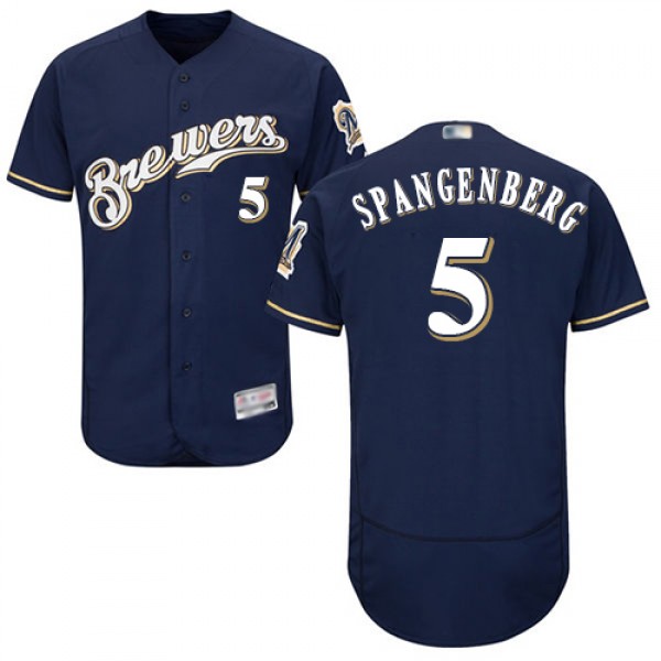 Milwaukee Brewers #5 Cory Spangenberg Navy Blue Fl...