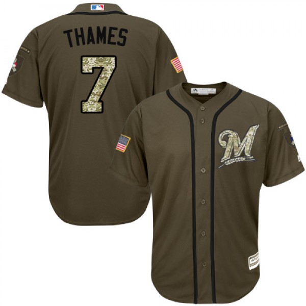 Milwaukee Brewers #7 Eric Thames Green Salute to S...