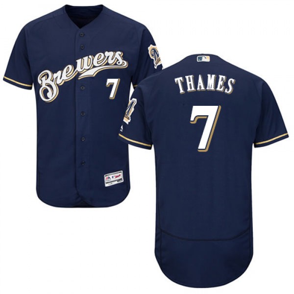 Milwaukee Brewers #7 Eric Thames Navy Blue Flexbas...