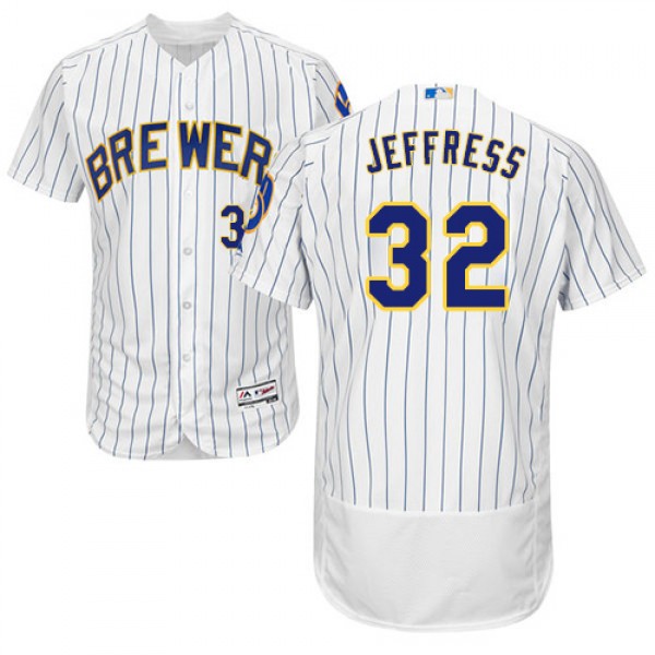 Milwaukee Brewers #32 Jeremy Jeffress White Strip ...