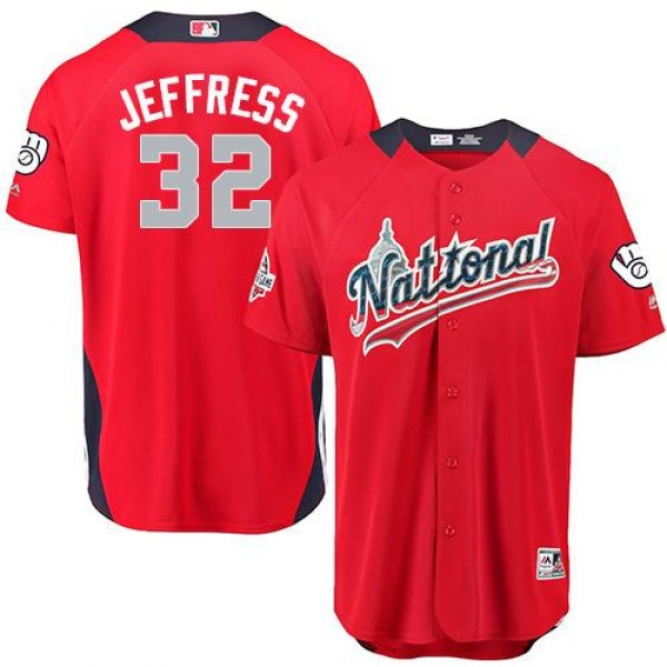 Milwaukee Brewers #32 Jeremy Jeffress Red 2018 All...