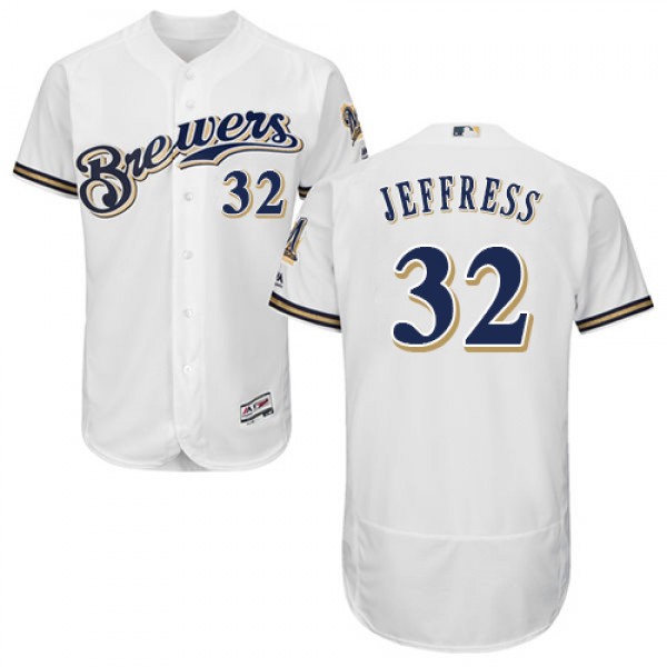 Milwaukee Brewers #32 Jeremy Jeffress White Flexba...