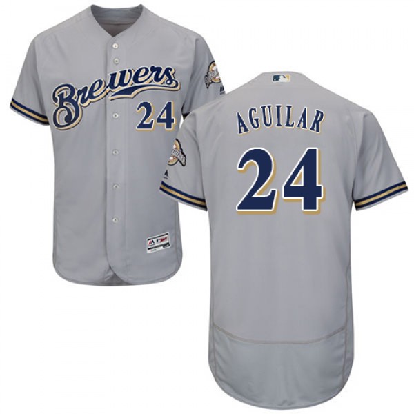 Milwaukee Brewers #24 Jesus Aguilar Grey Flexbase ...
