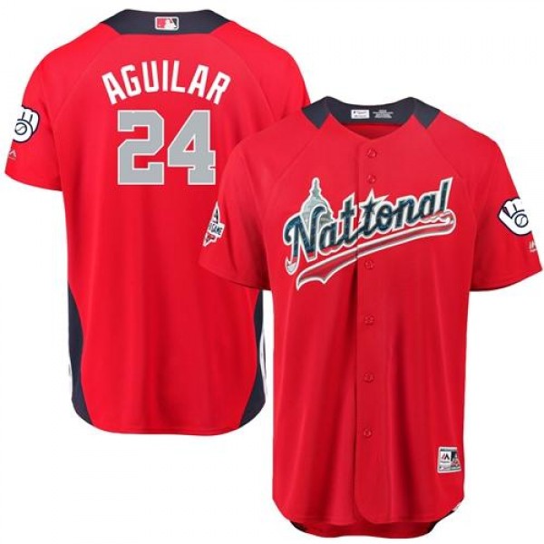 Milwaukee Brewers #24 Jesus Aguilar Red 2018 All-S...
