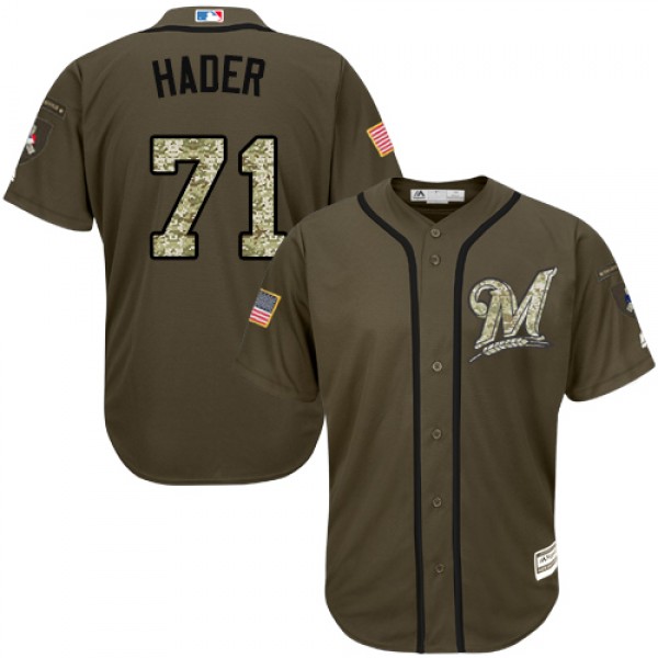 Milwaukee Brewers #71 Josh Hader Green Salute to S...