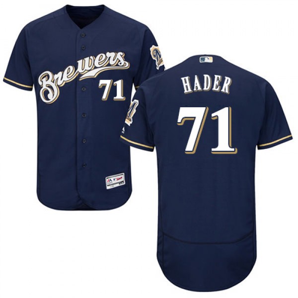 Milwaukee Brewers #71 Josh Hader Navy Blue Flexbas...