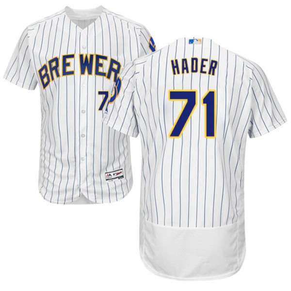 Milwaukee Brewers #71 Josh Hader White Strip Flexb...