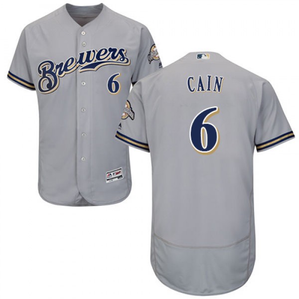 Milwaukee Brewers #6 Lorenzo Cain Grey Flexbase Au...