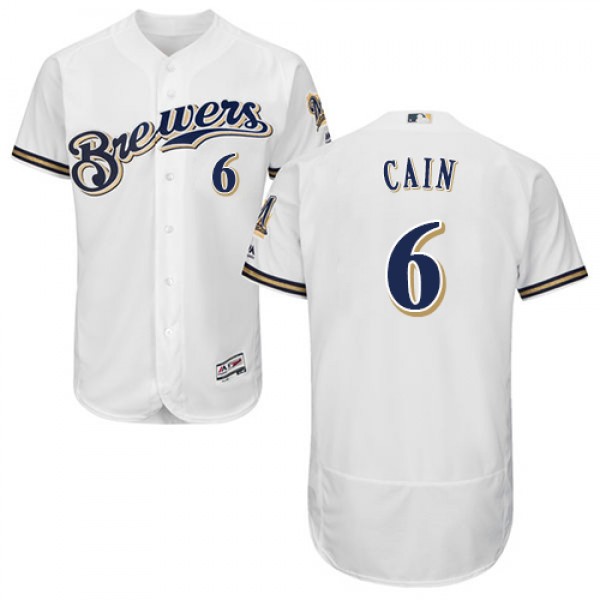 Milwaukee Brewers #6 Lorenzo Cain White Flexbase A...