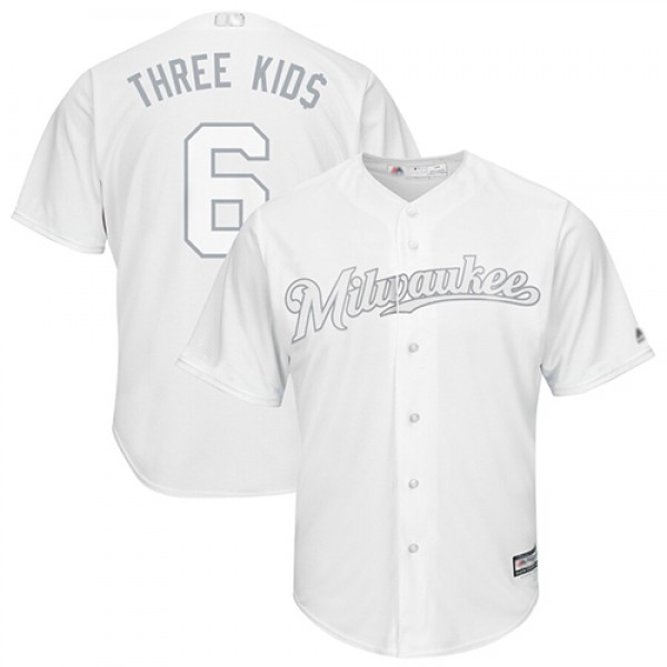 Milwaukee Brewers #6 Lorenzo Cain White "Thre...