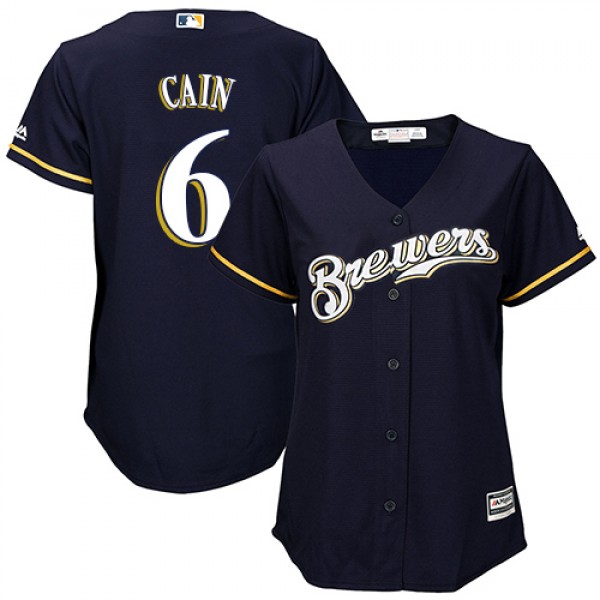 Milwaukee Brewers #6 Lorenzo Cain Navy Blue Altern...