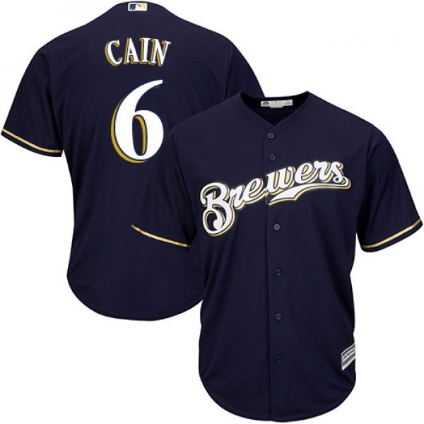 Milwaukee Brewers #6 Lorenzo Cain Navy blue Cool B...