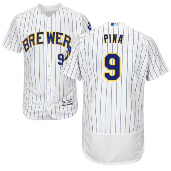 Milwaukee Brewers #9 Manny Pina White Strip Flexba...