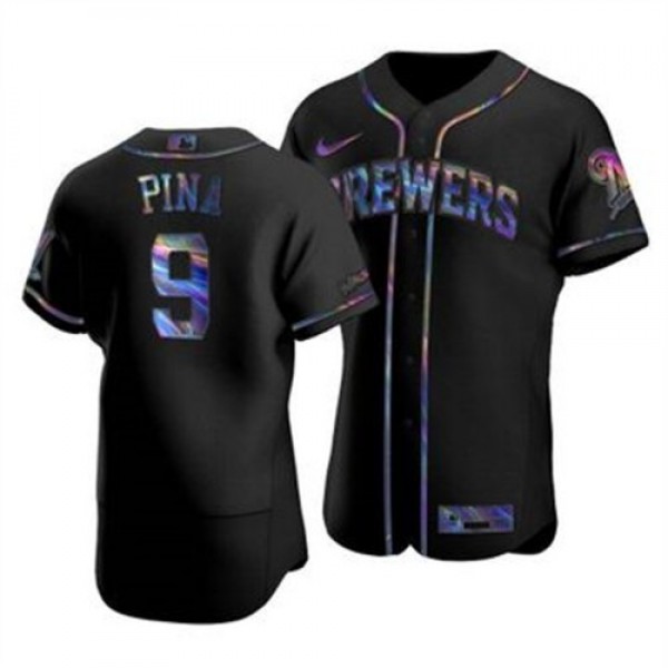 Milwaukee Milwaukee Brewers #9 Manny Pina Men'...