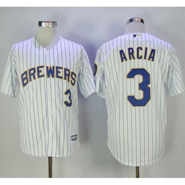 Milwaukee Brewers #3 Orlando Arcia White(Blue Stri...