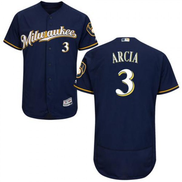 Milwaukee Brewers #3 Orlando Arcia Navy Blue Flexb...