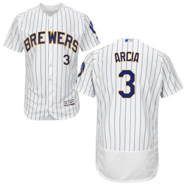 Milwaukee Brewers #3 Orlando Arcia White Strip Fle...