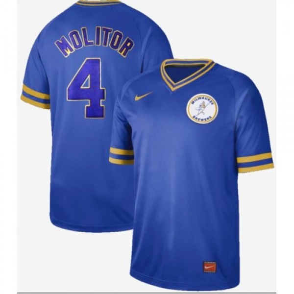 Nike Milwaukee Brewers #4 Paul Molitor Royal Authe...