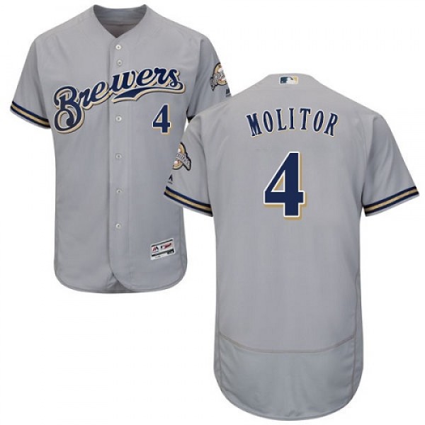 Milwaukee Brewers #4 Paul Molitor Grey Flexbase Au...