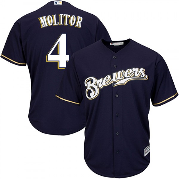 Milwaukee Brewers #4 Paul Molitor Navy blue Cool B...