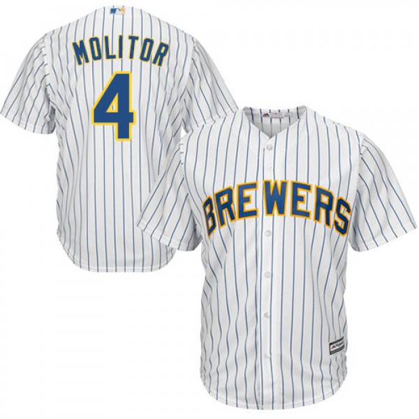 Milwaukee Brewers #4 Paul Molitor White Strip Cool...