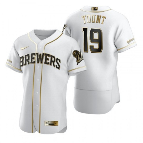 Milwaukee Milwaukee Brewers #19 Robin Yount White ...