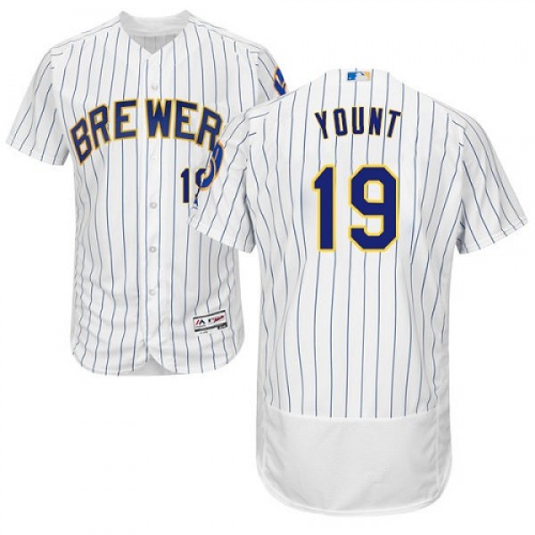 Milwaukee Brewers #19 Robin Yount White Strip Flex...