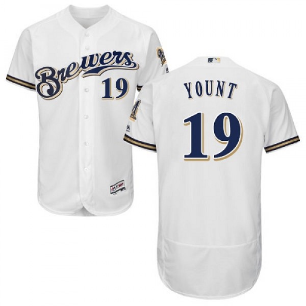 Milwaukee Brewers #19 Robin Yount White Flexbase A...