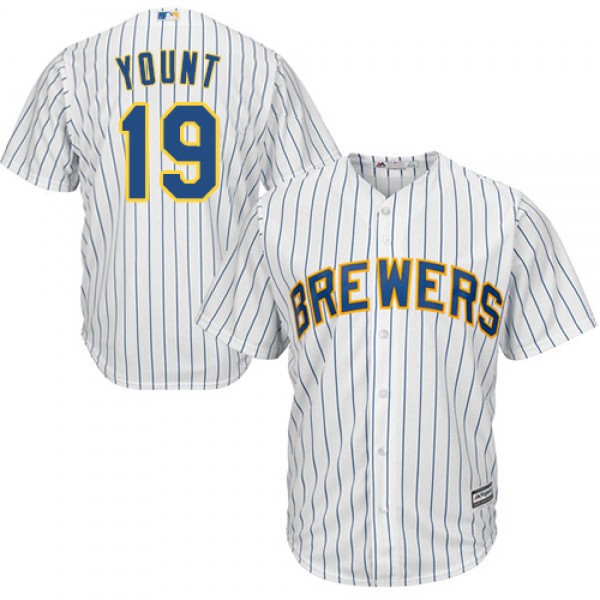 Milwaukee Brewers #19 Robin Yount White Strip Cool...