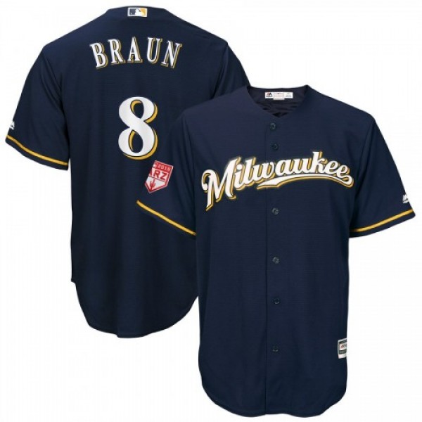 Milwaukee Brewers #8 Ryan Braun Navy 2019 Spring T...