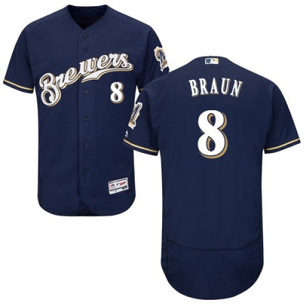 Milwaukee Brewers #8 Ryan Braun Navy Blue Flexbase...