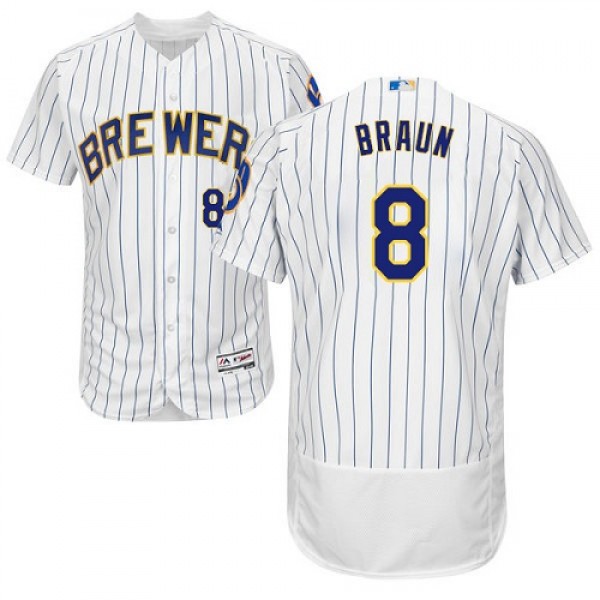 Milwaukee Brewers #8 Ryan Braun White Strip Flexba...