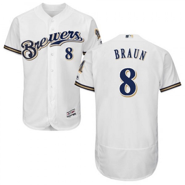Milwaukee Brewers #8 Ryan Braun White Flexbase Aut...