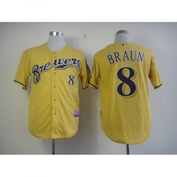 Milwaukee Brewers #8 Ryan Braun Yellow Alternate C...