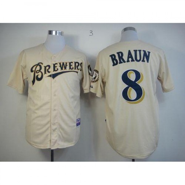 Milwaukee Brewers #8 Ryan Braun Cream YOUniform Co...