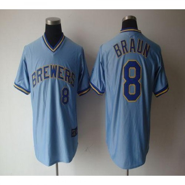 Milwaukee Brewers #8 Ryan Braun Light Blue Coopers...
