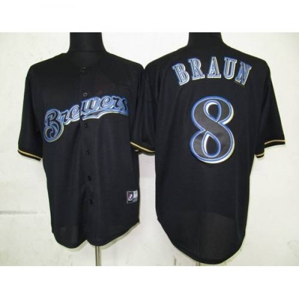 Milwaukee Brewers #8 Ryan Braun Black Fashion Stit...