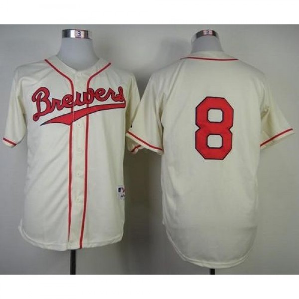 Milwaukee Brewers #8 Ryan Braun Cream 1948 Turn Ba...