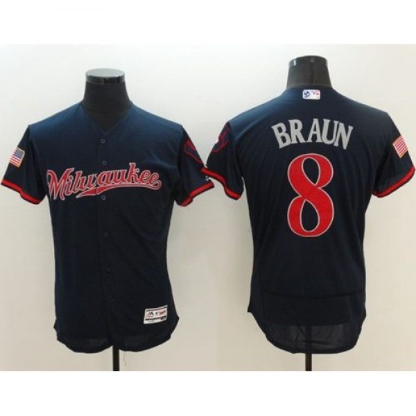 Milwaukee Brewers #8 Ryan Braun Navy Blue Fashion ...