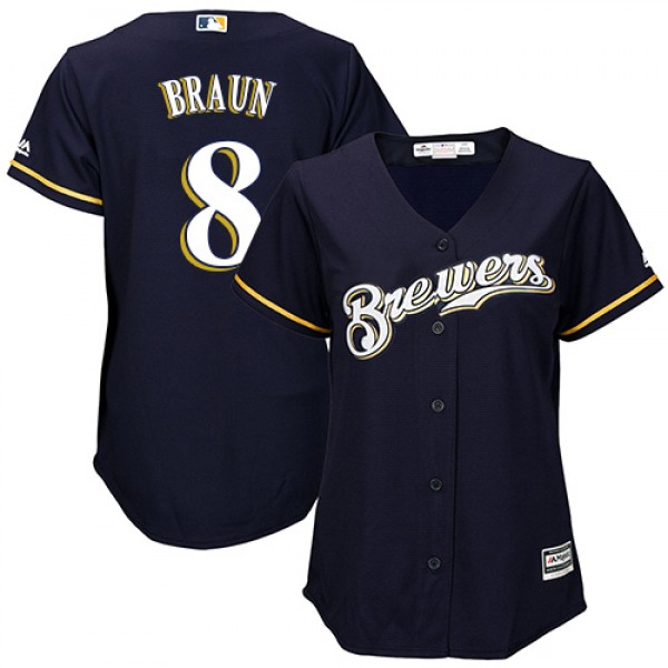 Milwaukee Brewers #8 Ryan Braun Navy Blue Alternat...