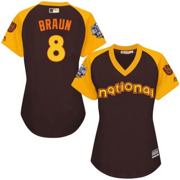 Milwaukee Brewers #8 Ryan Braun Brown 2016 All-Sta...