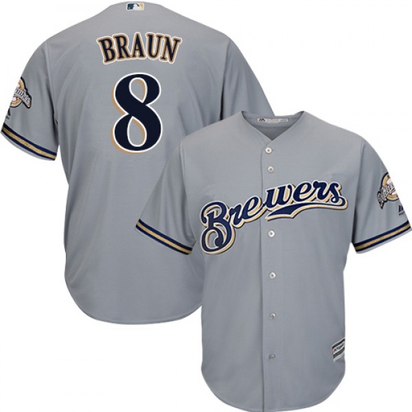 Milwaukee Brewers #8 Ryan Braun Grey Cool Base Sti...