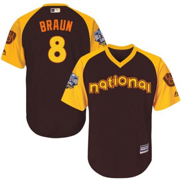 Milwaukee Brewers #8 Ryan Braun Brown 2016 All-Sta...
