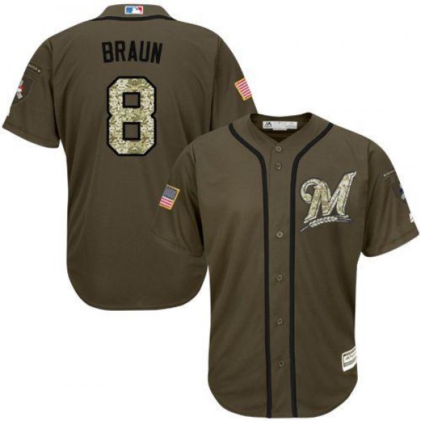 Milwaukee Brewers #8 Ryan Braun Green Salute to Se...