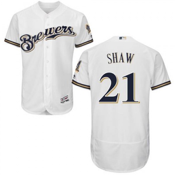 Milwaukee Brewers #21 Travis Shaw White Flexbase A...