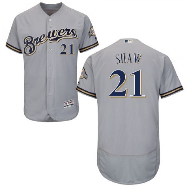 Milwaukee Brewers #21 Travis Shaw Grey Flexbase Au...