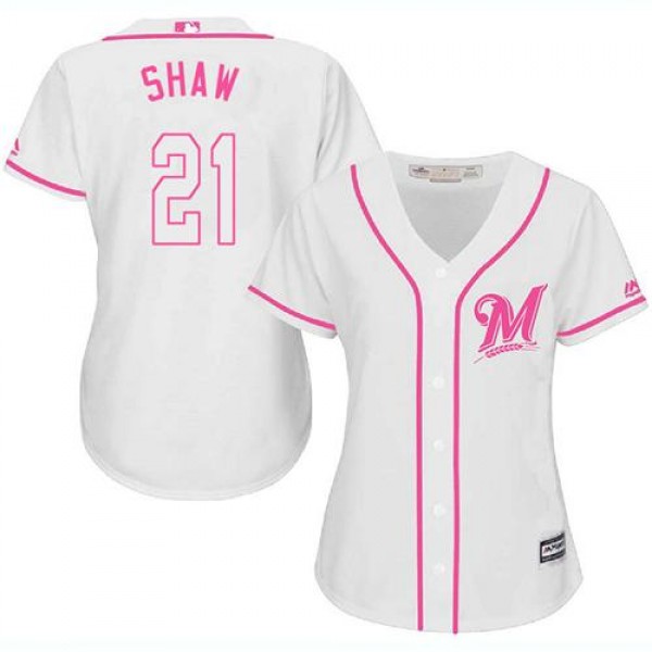Milwaukee Brewers #21 Travis Shaw White/Pink Fashi...